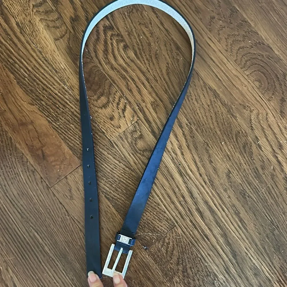 Vintage Liz Claiborne Dark Navy Blue (Almost Black) Bonded Leather‎ Belt